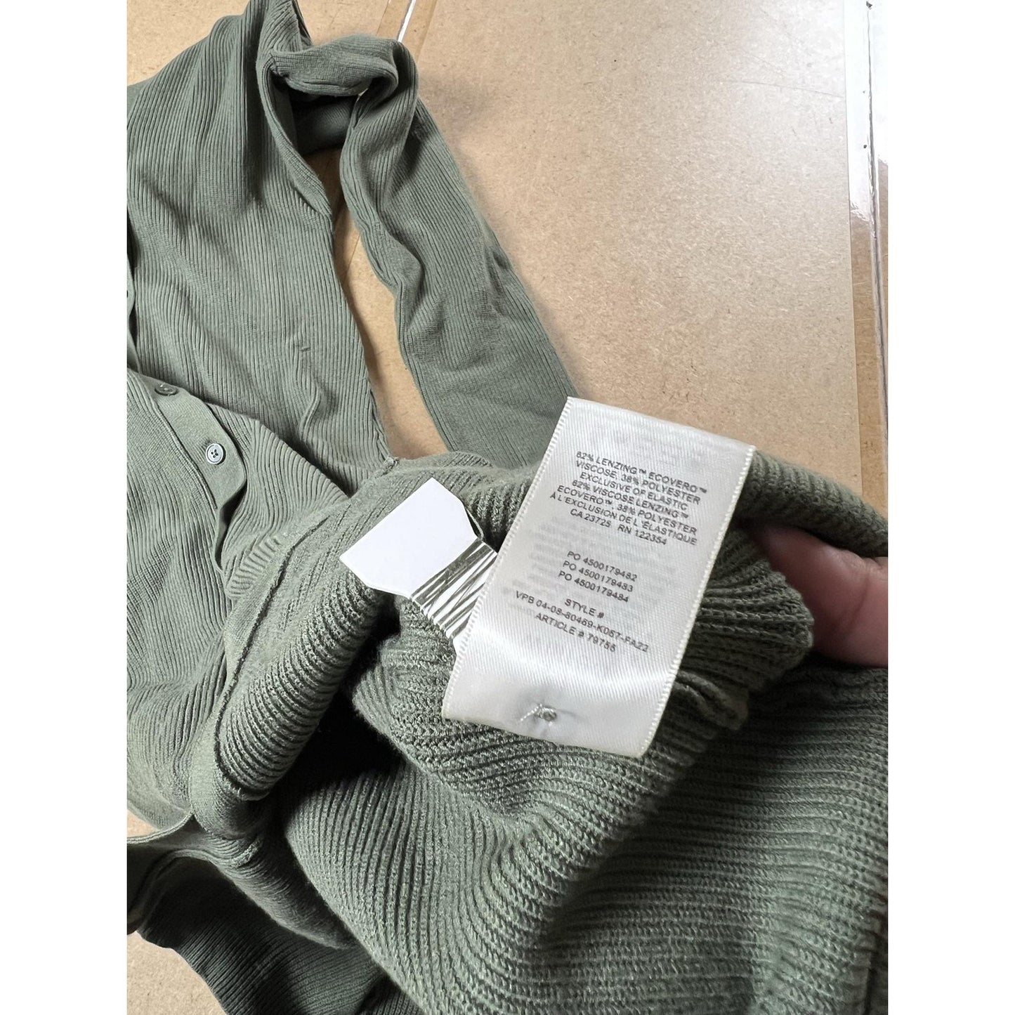 Wilfred Dress Womens M Green Ribbed Midi Shirt Dress Collared Button Stretch