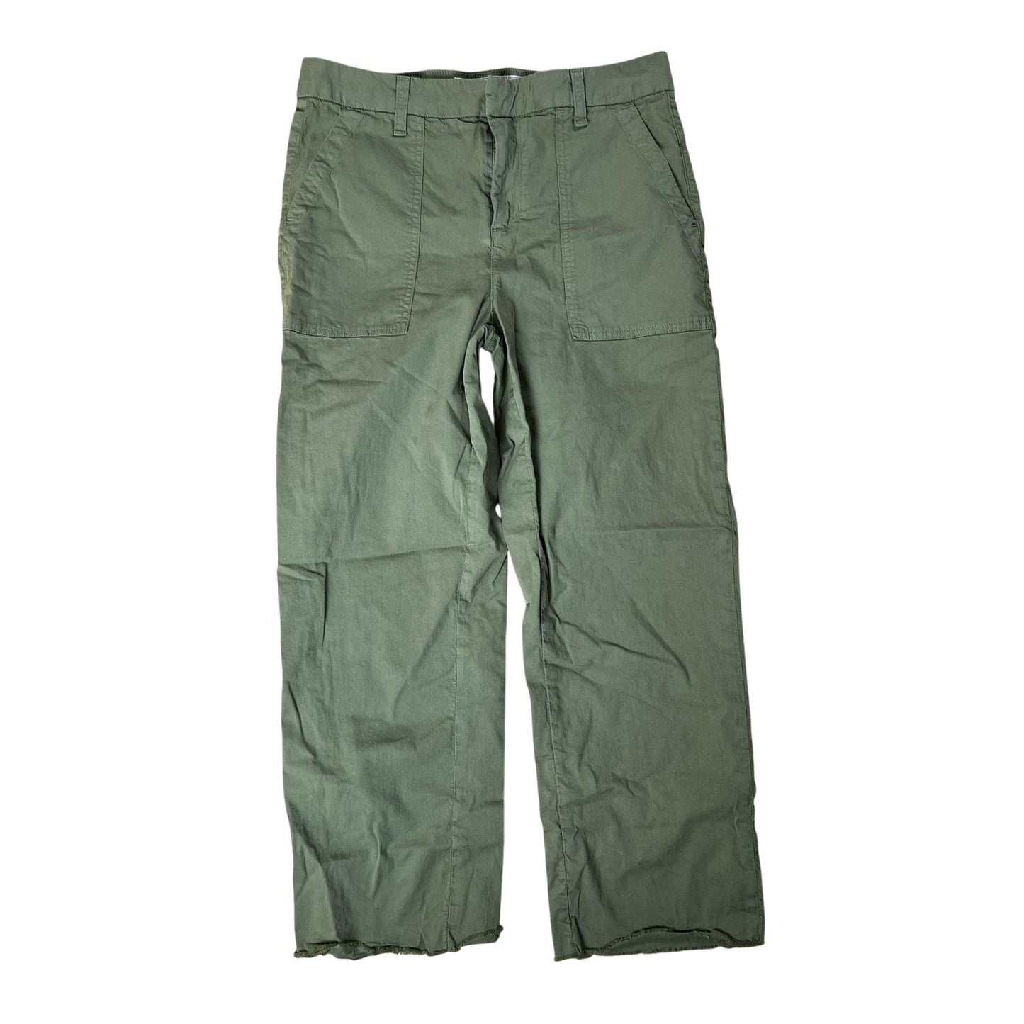Frank & Eileen Pants Womens 6 Green Cargo Twill Elastic Waist Pockets Zip