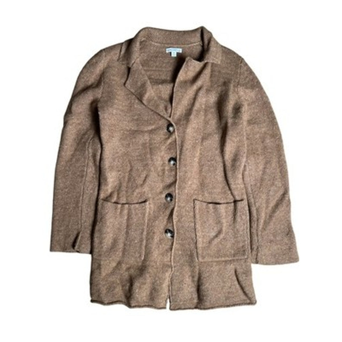 J.Crew Mercantile Cardigan Womens M Brown Herringbone Chunky-Knit Pockets