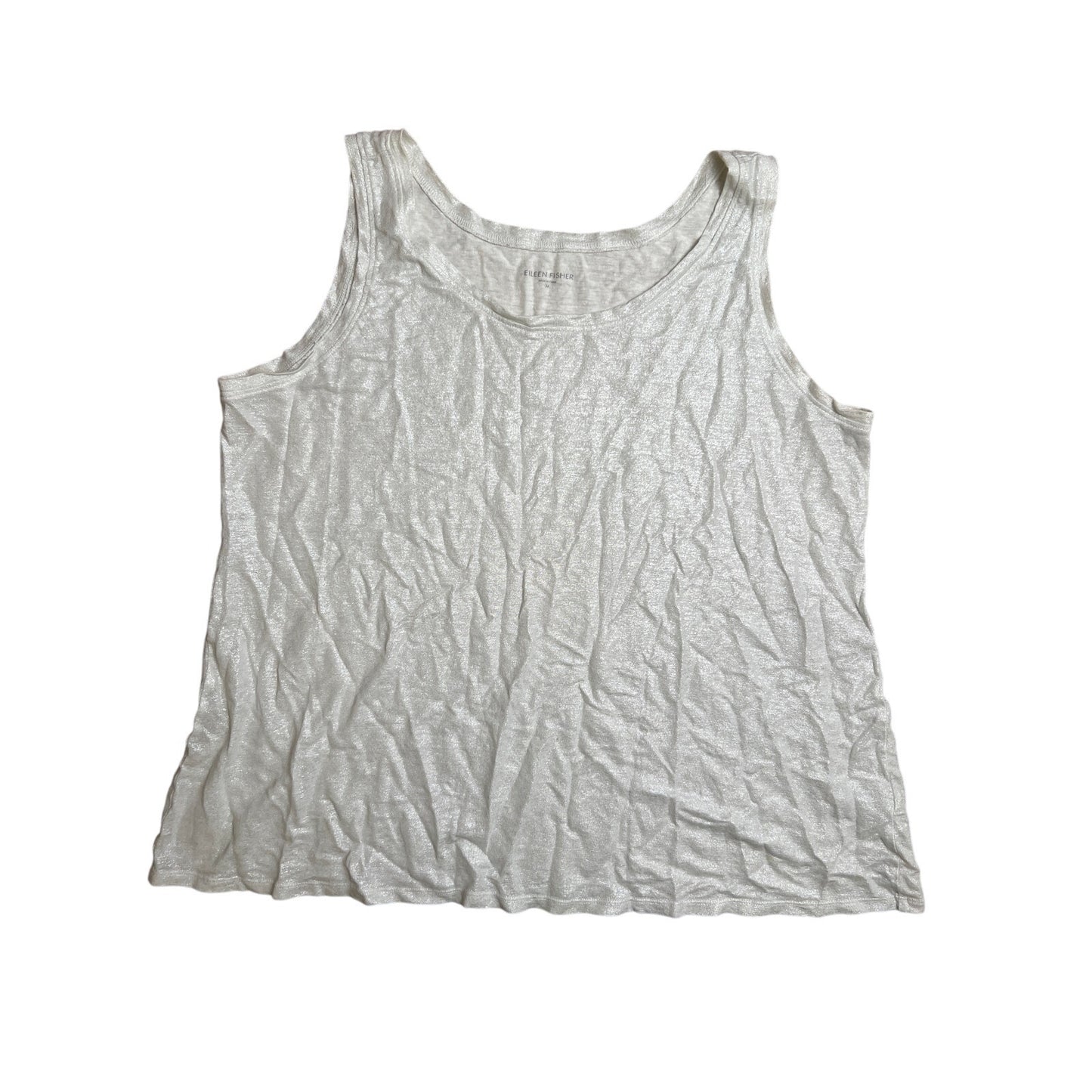 Eileen Fisher Organic Linen Jersey Tank White/Silver Women Size M