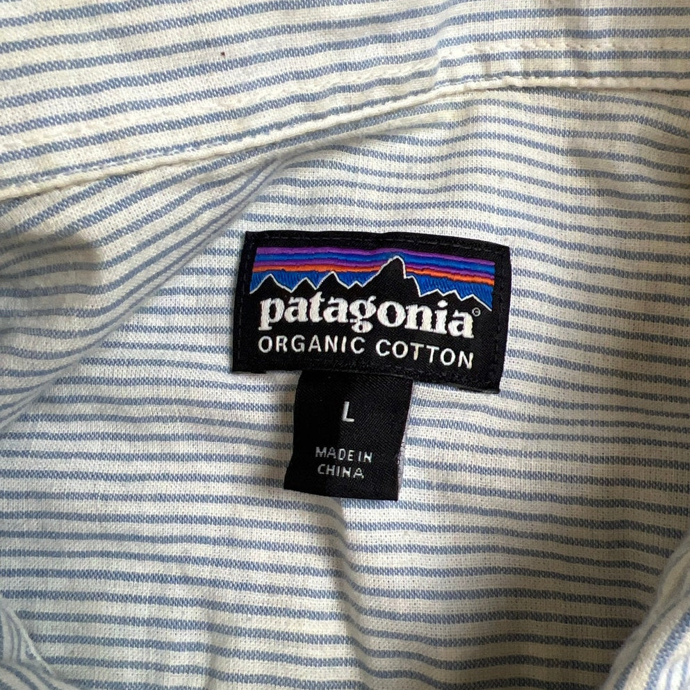 Patagonia Striped Button-Down Shirt Men's L Organic Cotton