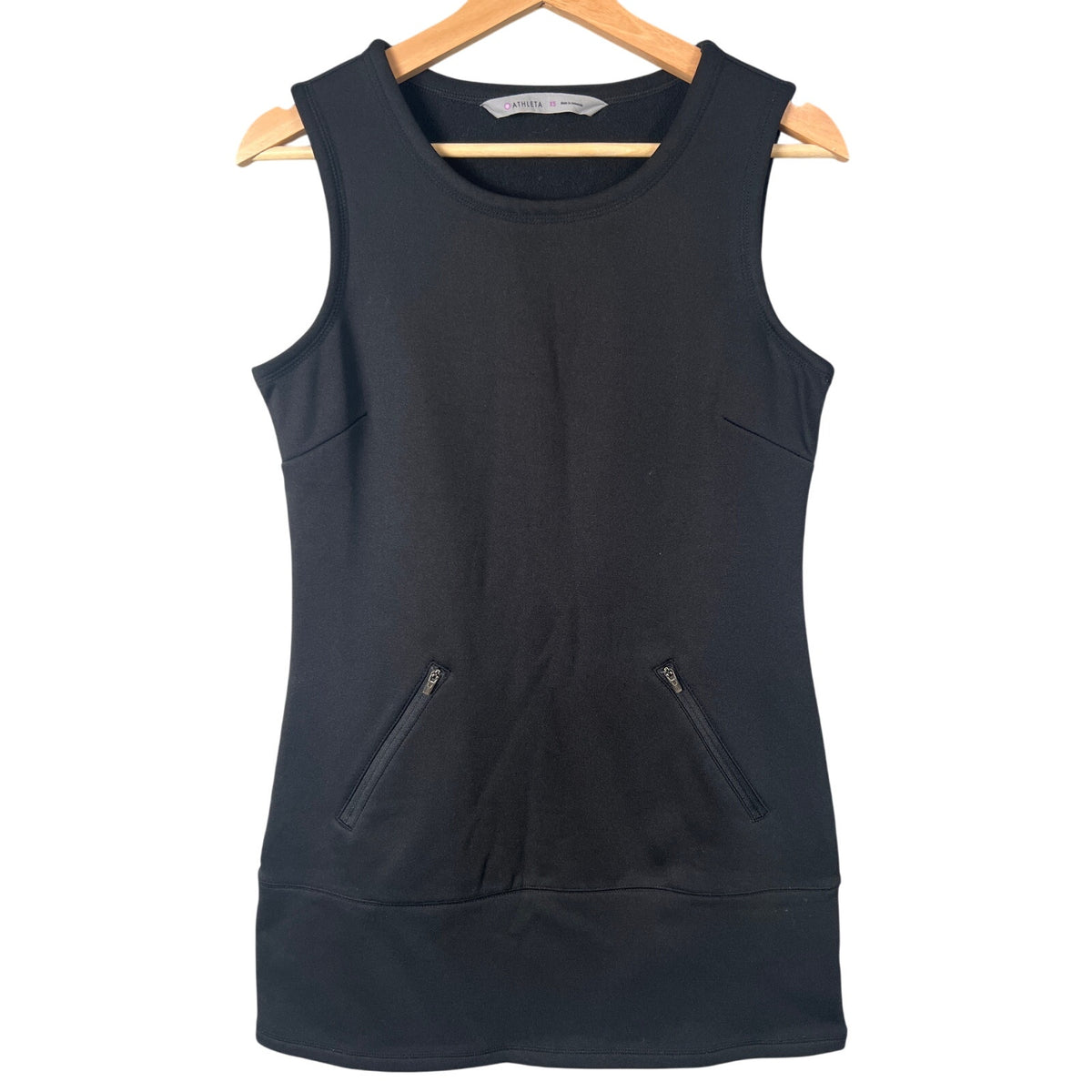 Athleta Size XS Polyester Activewear Sleeveless Zip Pocket Dress Women’s Black