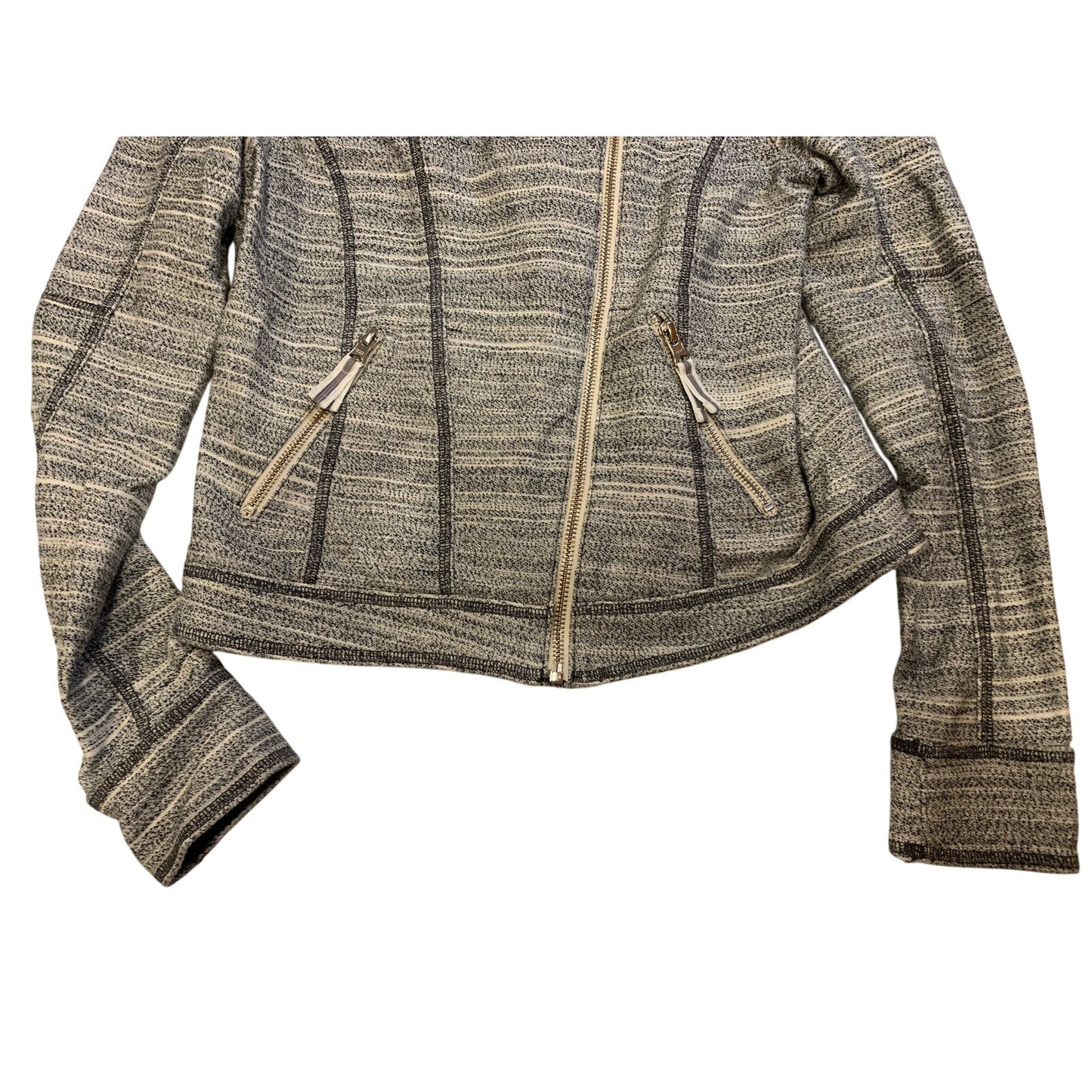 Anthropologie Caitlin Knit Moto Jacket Light Gray Women XS Casual Zip-up - EUC