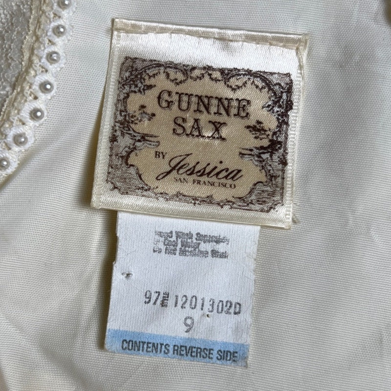 Vintage Gunne Sax White Lace Prairie Gown Dress Size 9
