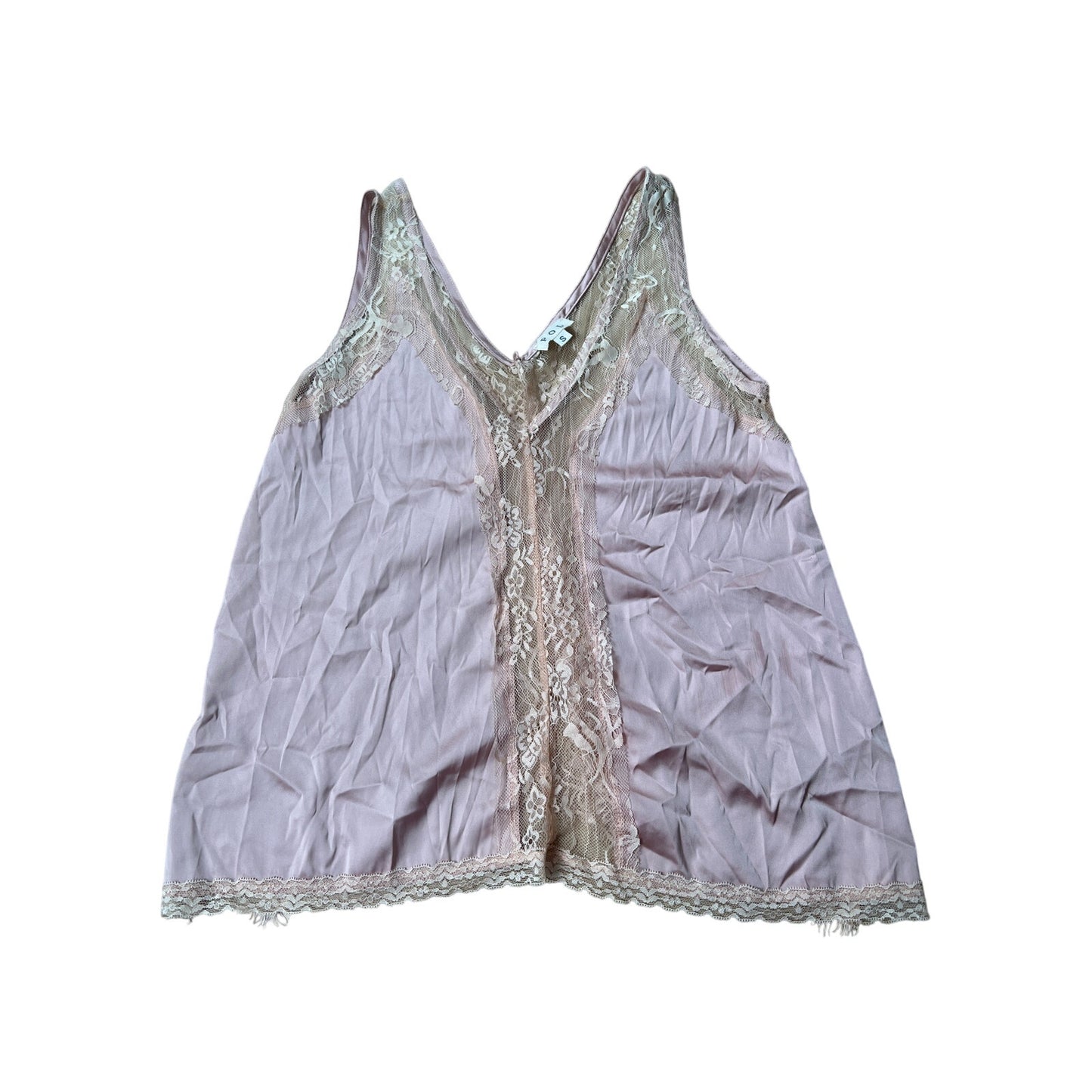 POL Pink Satin Lace Tank Top Size S