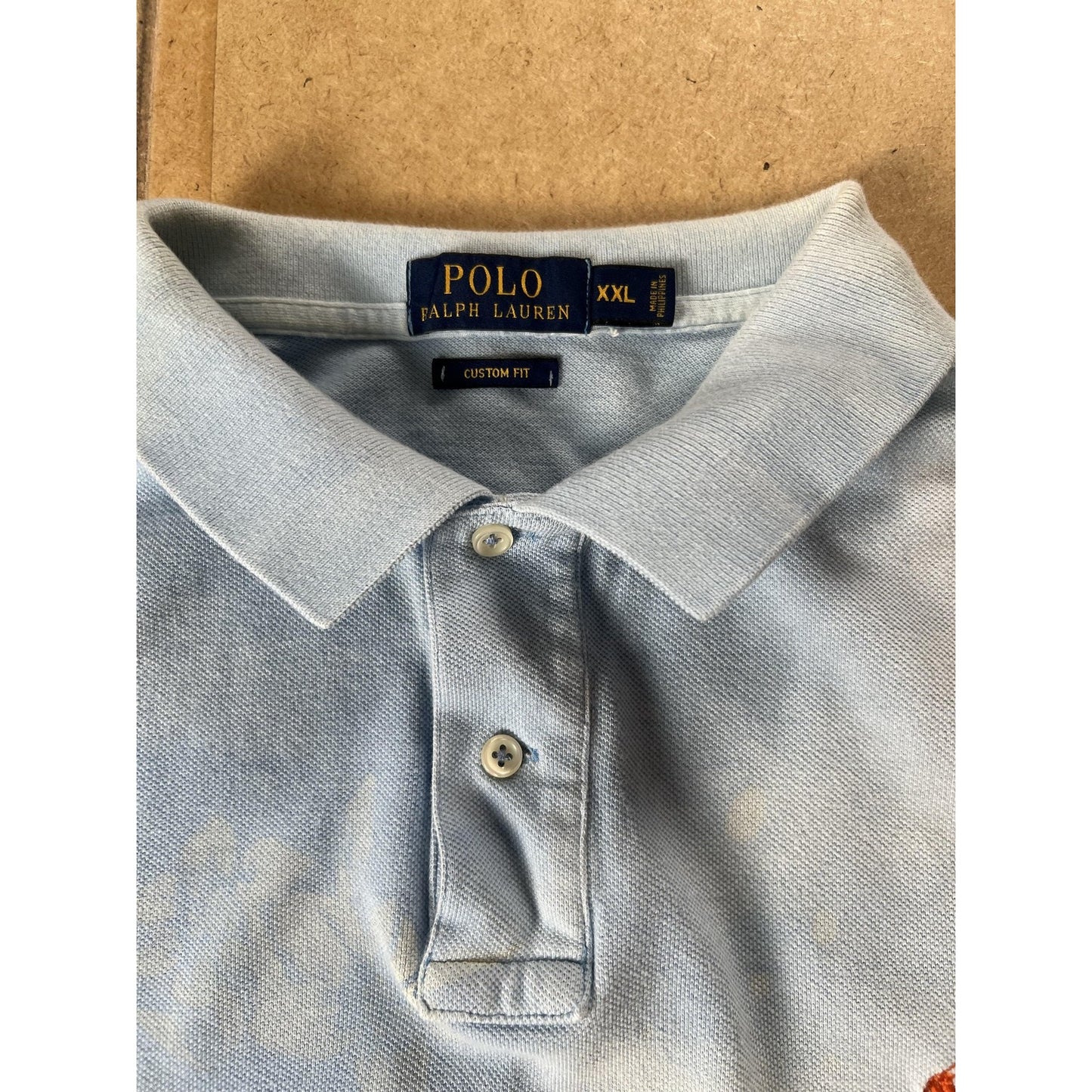 Polo Ralph Lauren Shirt Mens 2XL Light Blue Custom Fit Polo Logo Short Sleeve