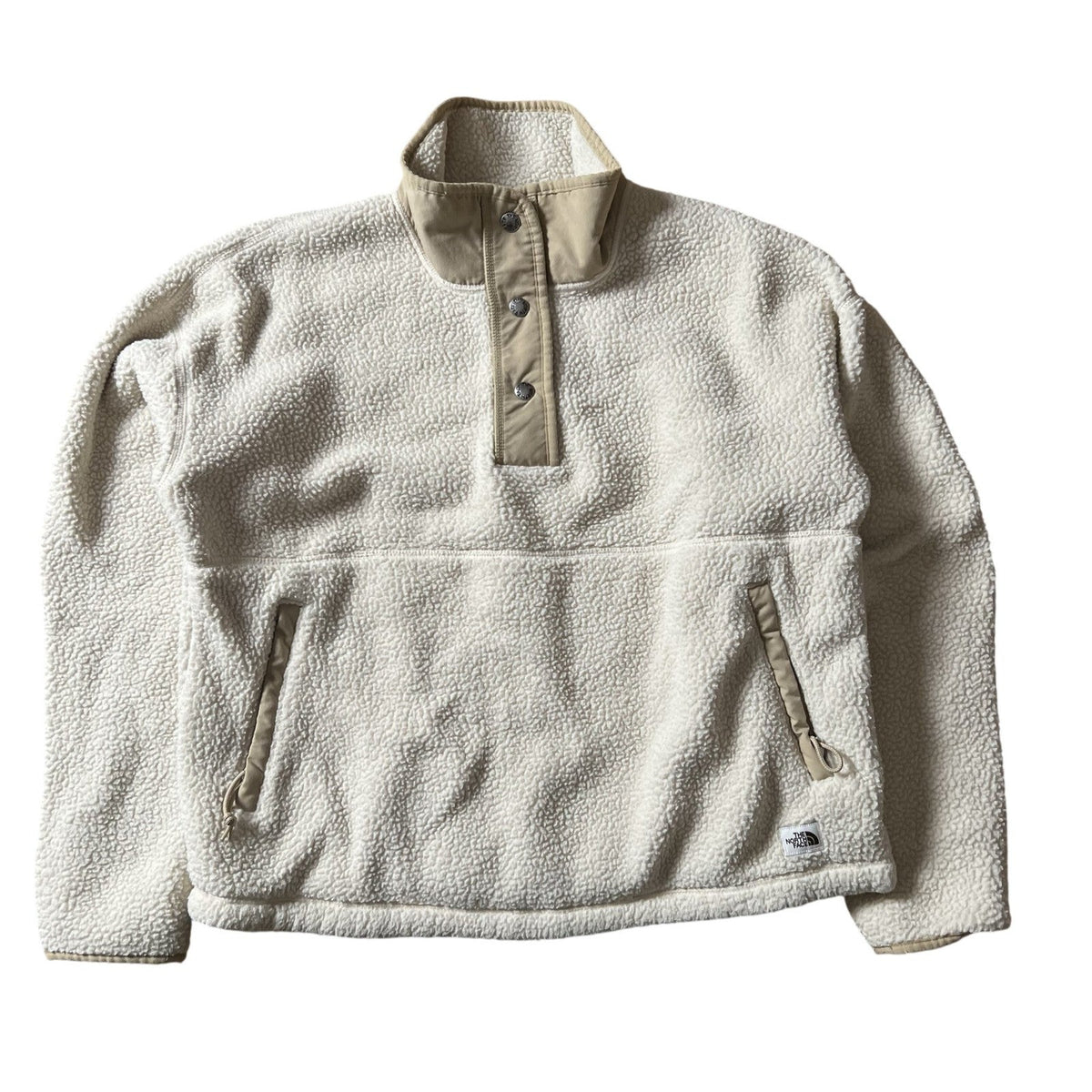The North Face Sweater Womens M White Pullover Fleece Mock Neck Pockets