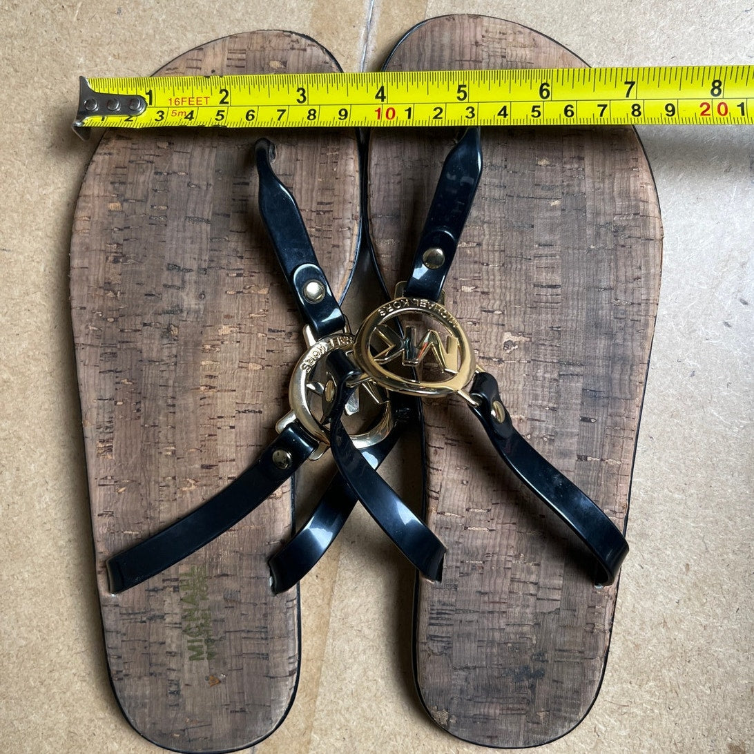 Michael Kors Sandals Flip Flops Black Rubber Upper Women Size 8M