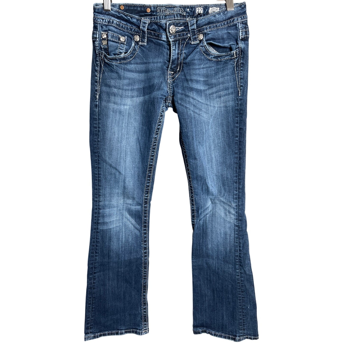 Miss Me Boot Distressed Jeans Denim Studded Size 27