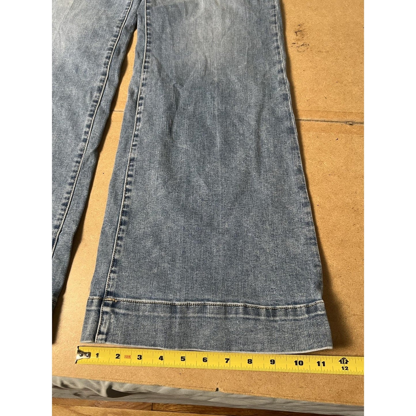 Dear John Pants Womens 31 Blue Wide-Leg Denim Chino Pockets Zip Button