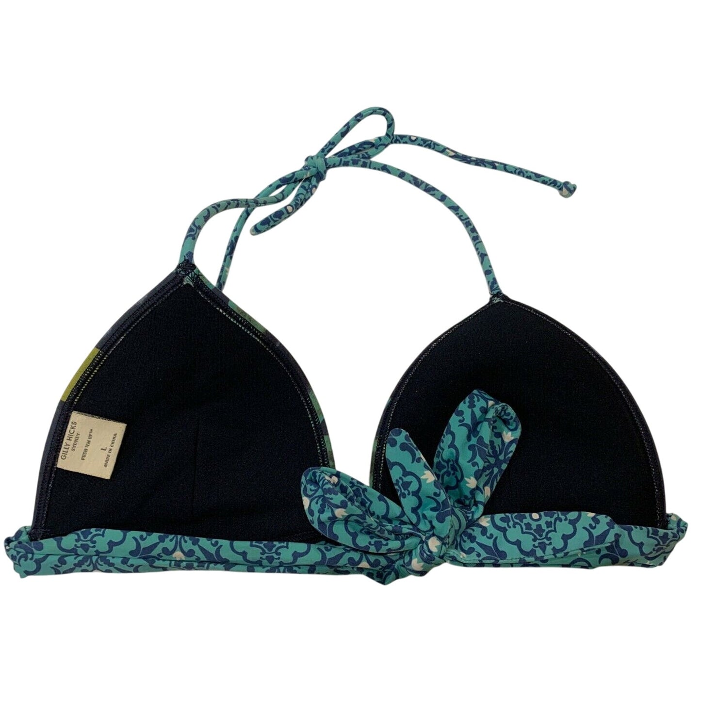 Gilly Hicks Women's Floral Blue Up Lift String Bikini Top Size Large L - EUC