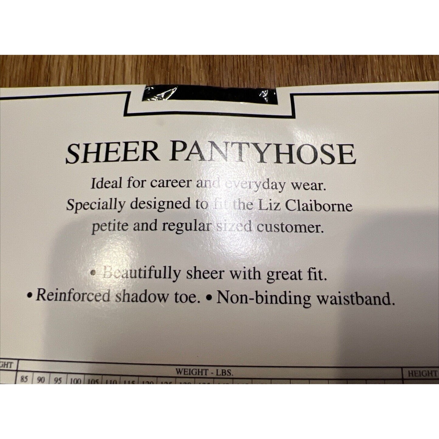 Liz Claiborne Sheer Pantyhose Size LONG Color Black Style 7647