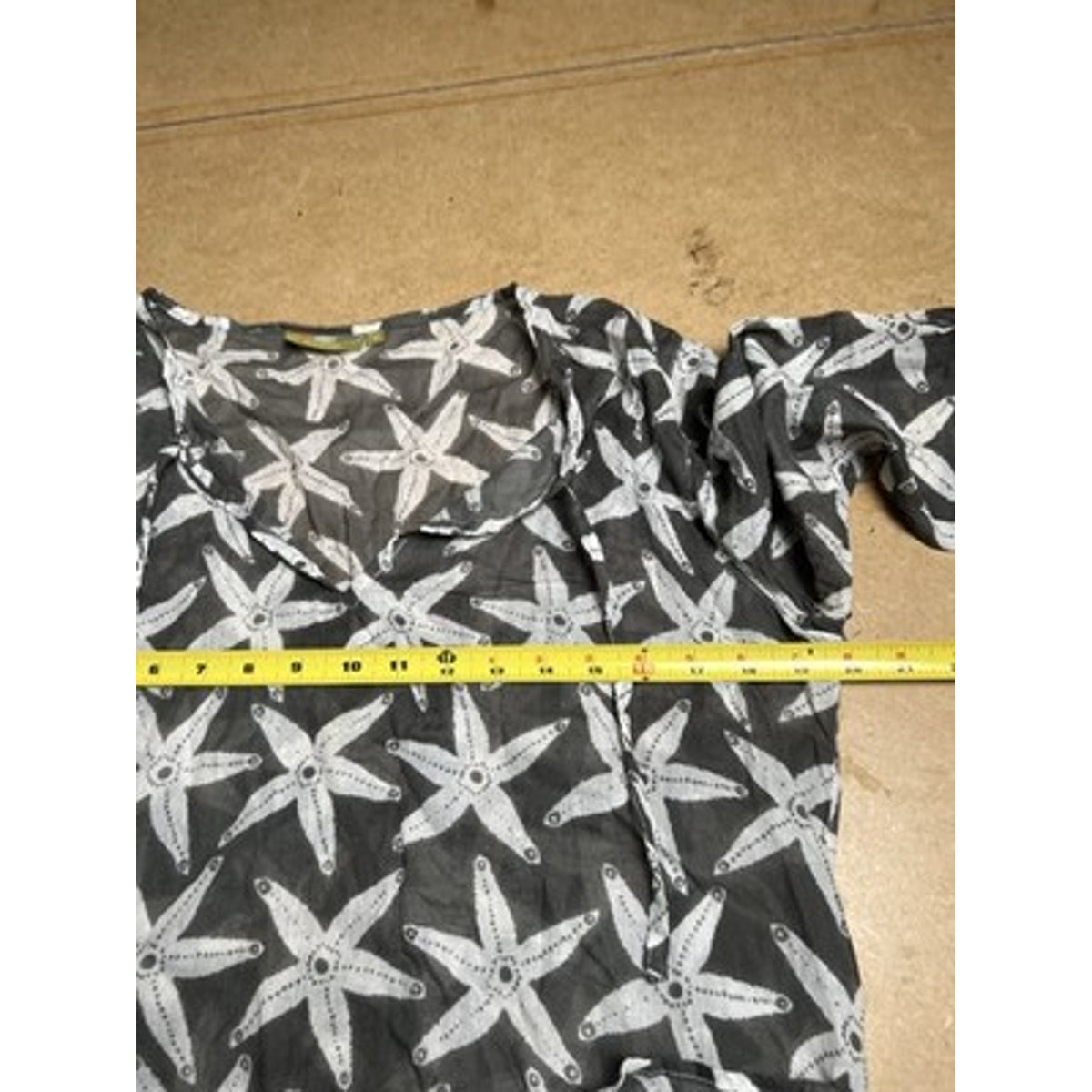 Rock Flower Paper Tunic Womens M Gray V-Neck Long Sleeve 100% Cotton Lightweight