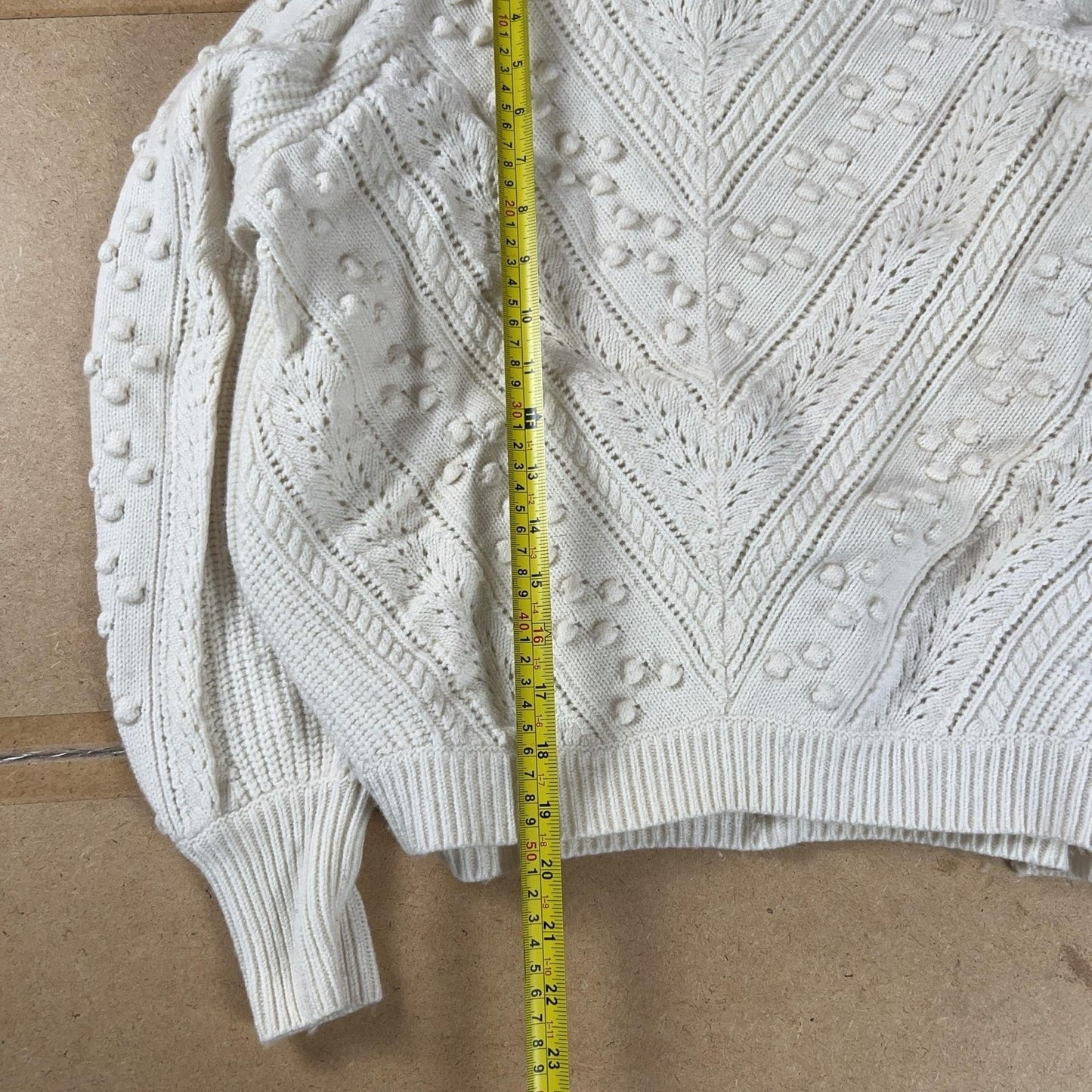 LA MAILLE SÉZANE Sweater Womens S White Pullover Mock Neck Cable-Knit Chunky