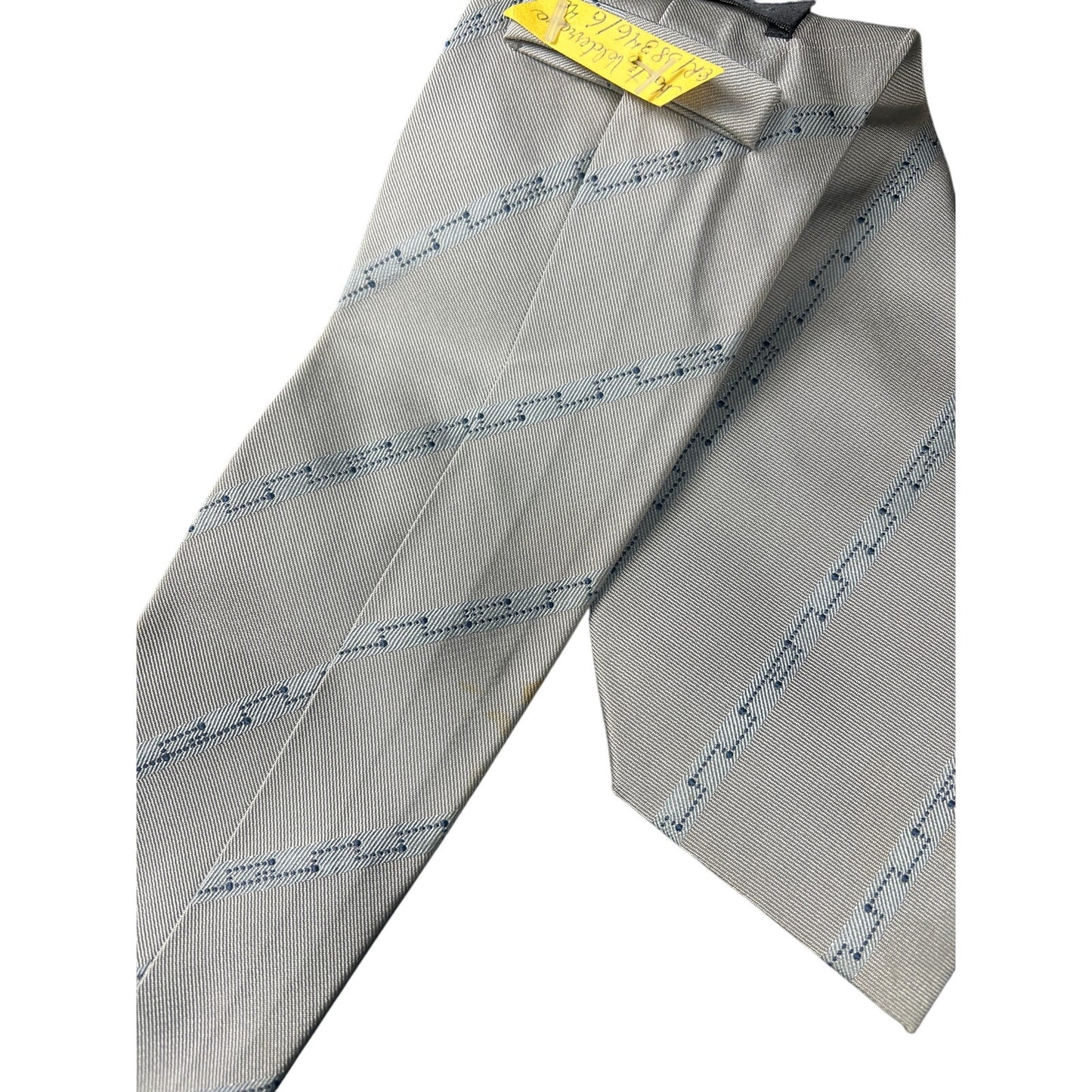Gucci Made In Italy 100% Silk Pattern Tie Gray Blue