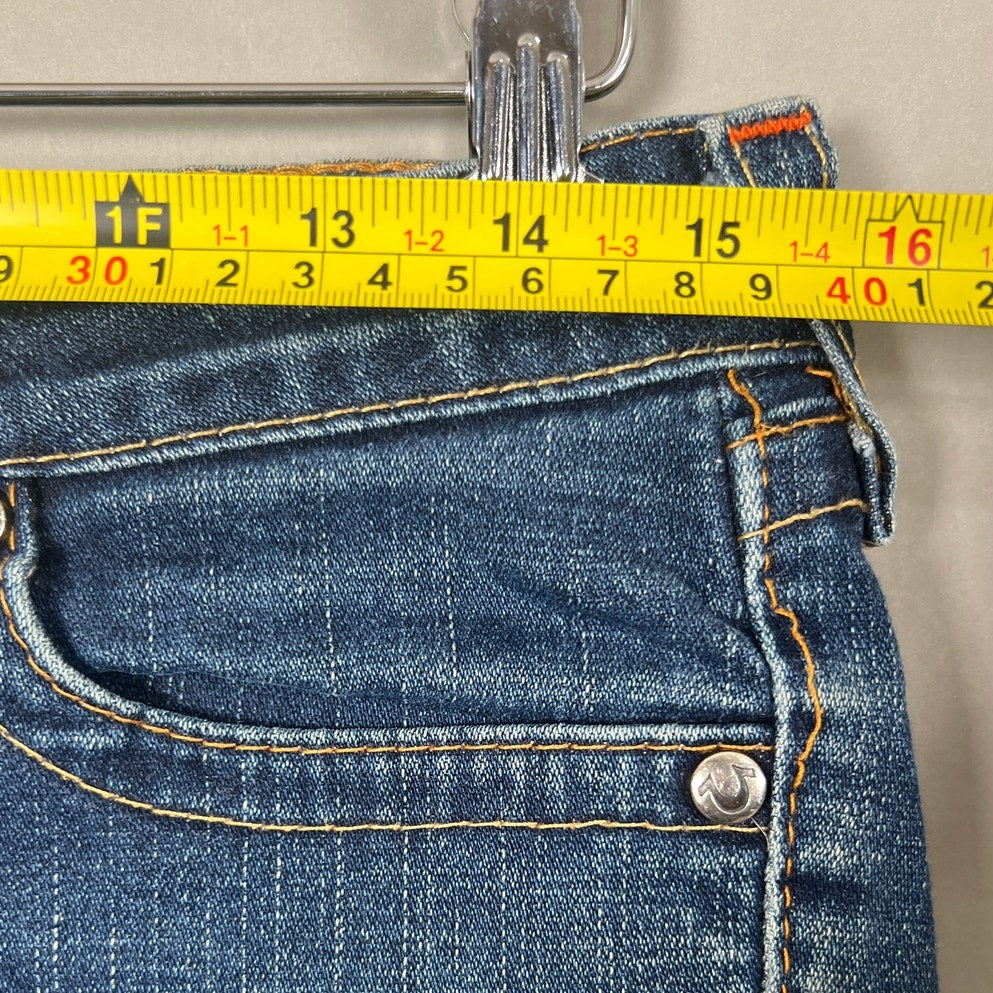 True Religion Raw Hem Shorts Blue Johnny Distressed Women's Size 29
