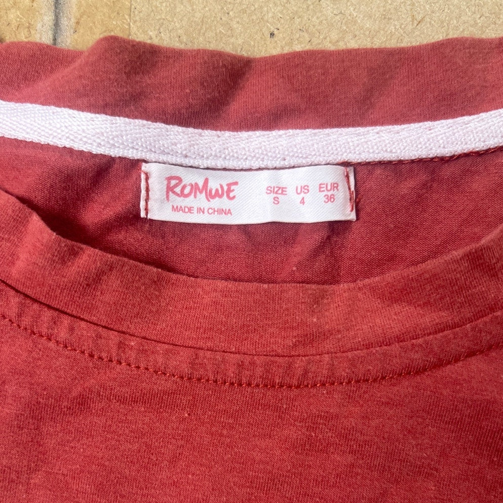 Romwe Burgundy  Crop Top Women Size S