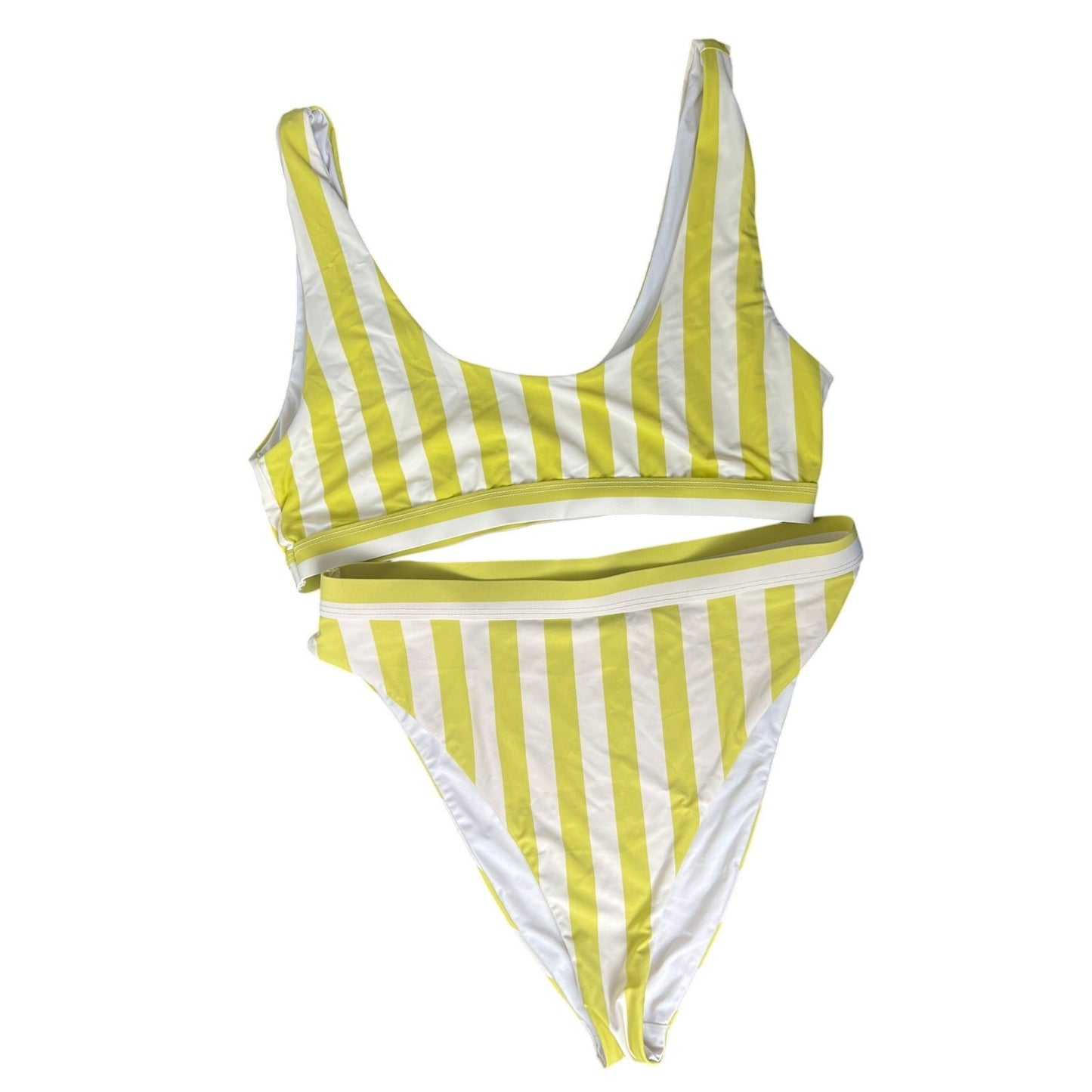 Dippin’ Daisy’s High Waisted Bikini Set Citrus Stripes Size L