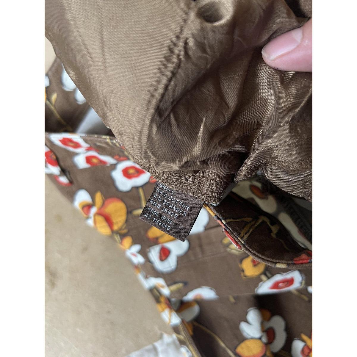 J. McLaughlin Pants Womens 6 Brown Cropped Floral Twill Stretch Pockets Slim