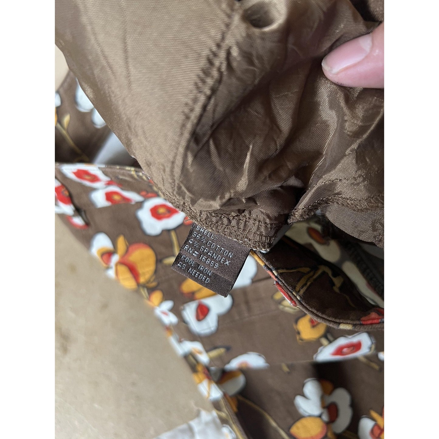 J. McLaughlin Pants Womens 6 Brown Cropped Floral Twill Stretch Pockets Slim