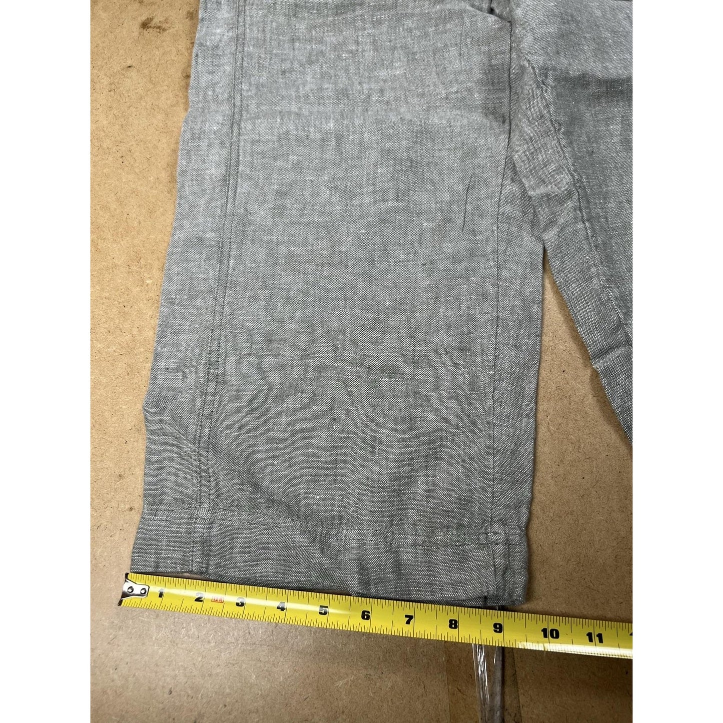 Pure Jill Pants Womens S Petite Gray Chambray Capri Elastic Waist Linen