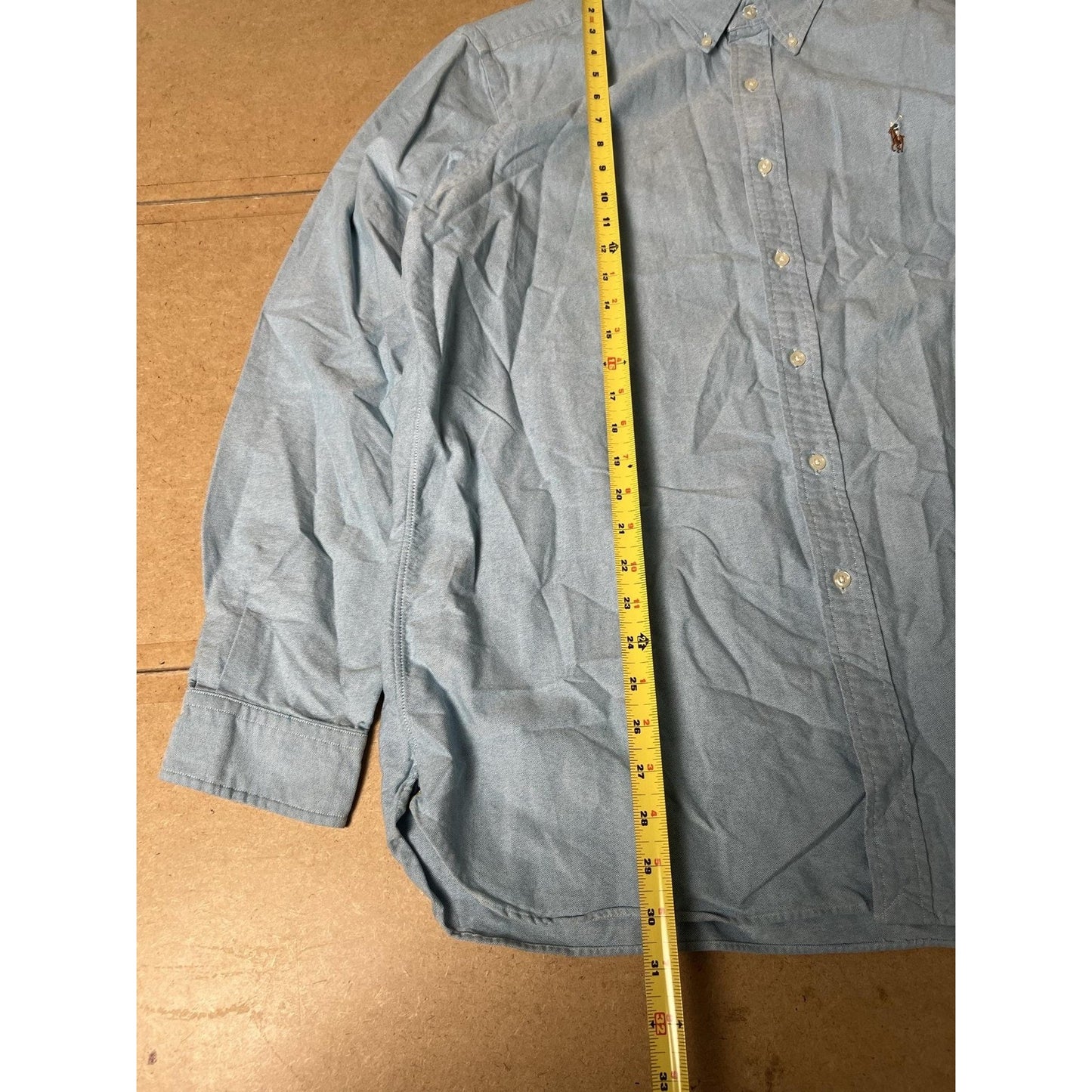 Ralph Lauren Shirt Mens XL Blue Chambray Long Sleeve Button Up Classic Fit