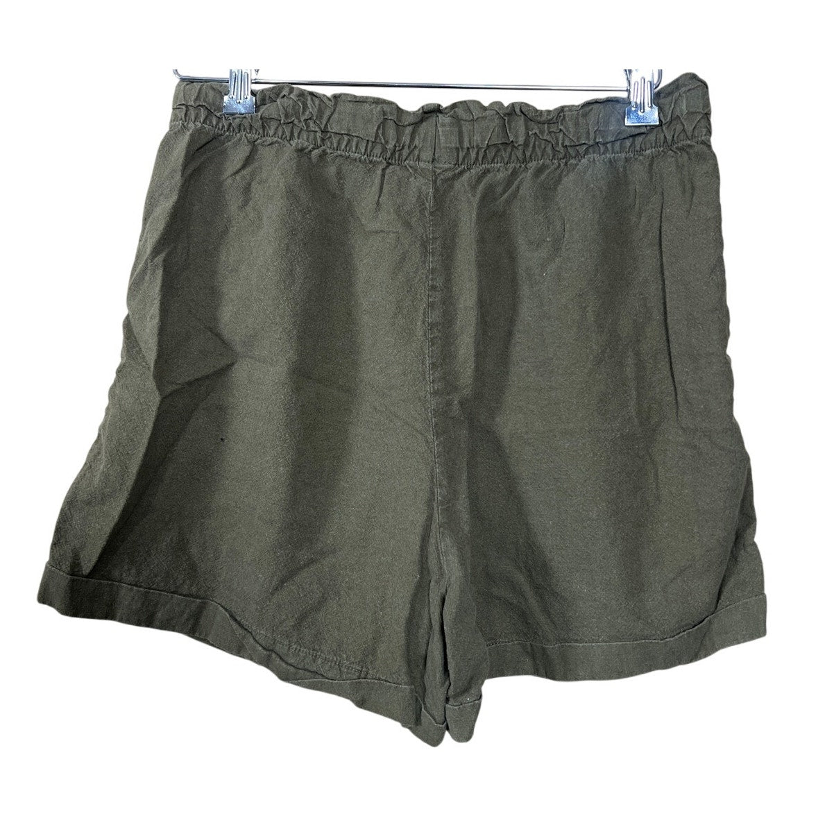 Uniqlo Large 30 Linen/Cotton Green Shorts Elastic Waist
