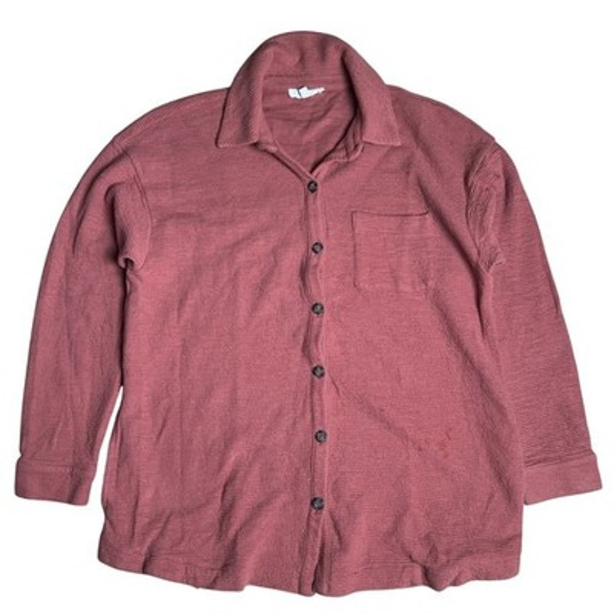 Madewell Button-Up Womens M Pink Collared Long Sleeve Knit Relaxed Casual