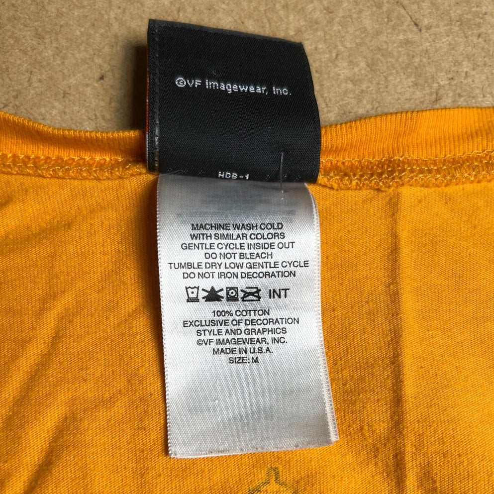 Harley Davidson Women T-Shirt Long Sleeve Yellow Moto Biker Scoop Neck Size M