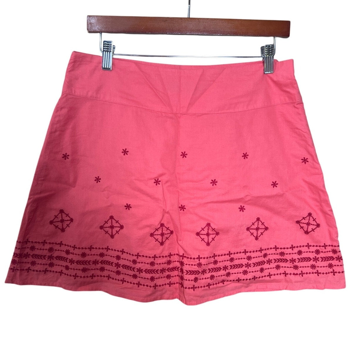 Prana Women's Embroidered Cotton Skirt Color Pink Size 8