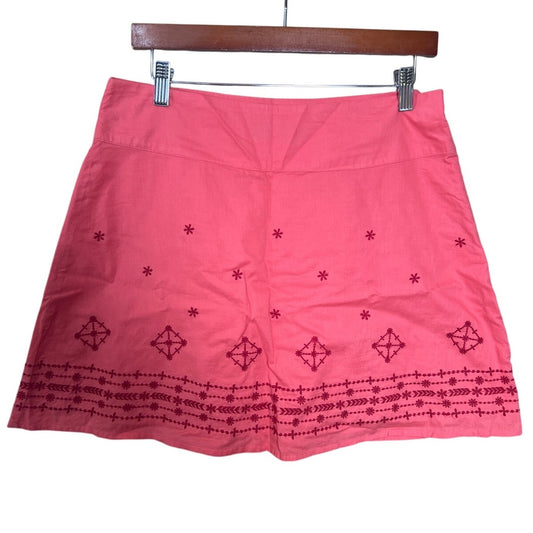 Prana Women's Embroidered Cotton Skirt Color Pink Size 8