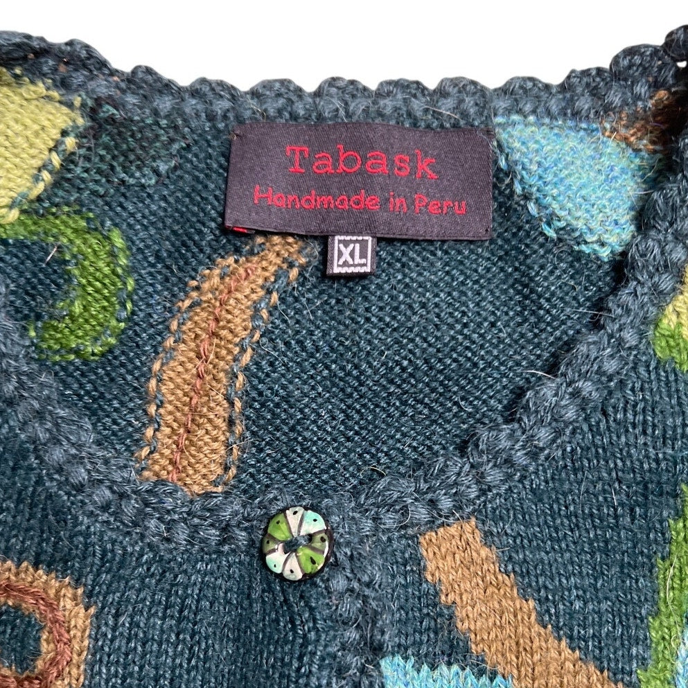 Tabask Handmade Alpaca/Wool Blend Colorful Sweater Size XL