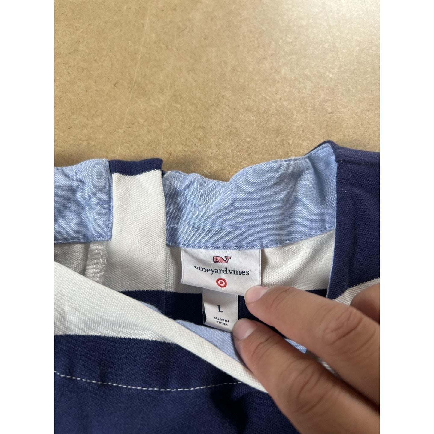 Vineyard Vines Dress Womens L Blue Striped Knee Length Shift Round Neck