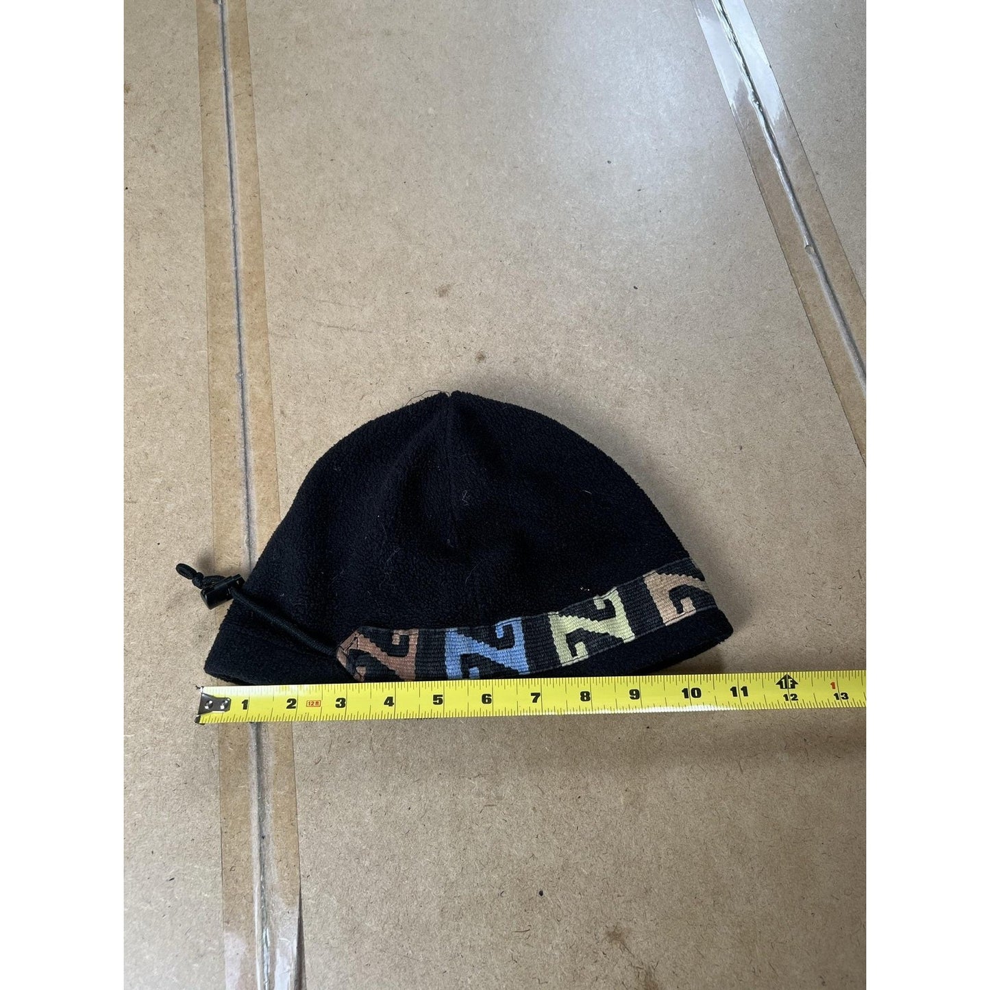Hat Cap Strap Back Adjustable Mens Black Fleece Outdoor Drawcord Trim
