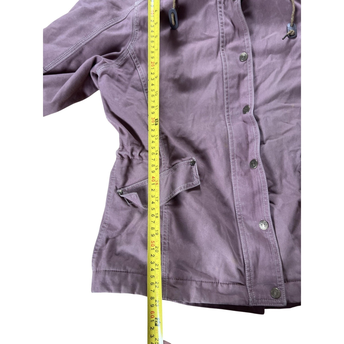 Noble Outfitters Jacket Womens M Purple Hooded Canvas Parka Lined Zip Pockets