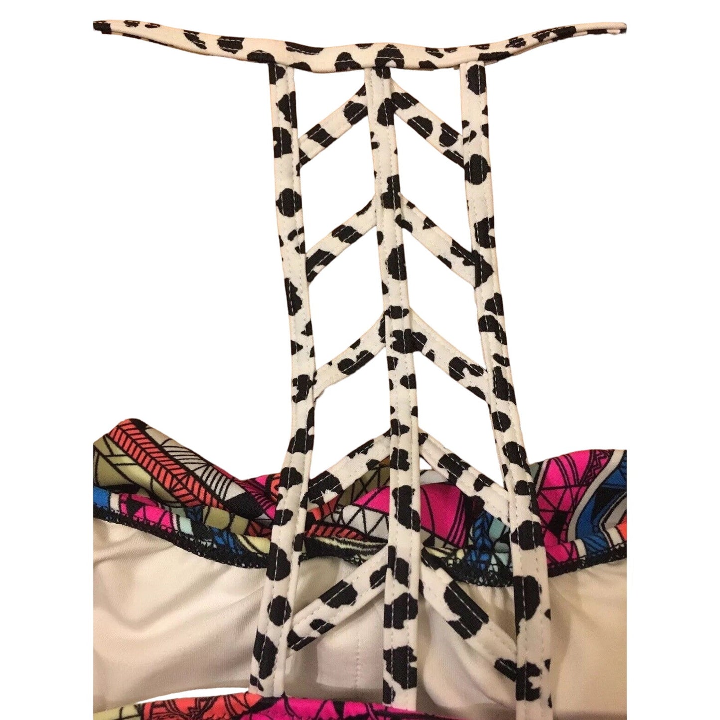 Victoria's Secret Pink Geometric Multi Color Swimsuit Top Sexy Back ~ Size S P