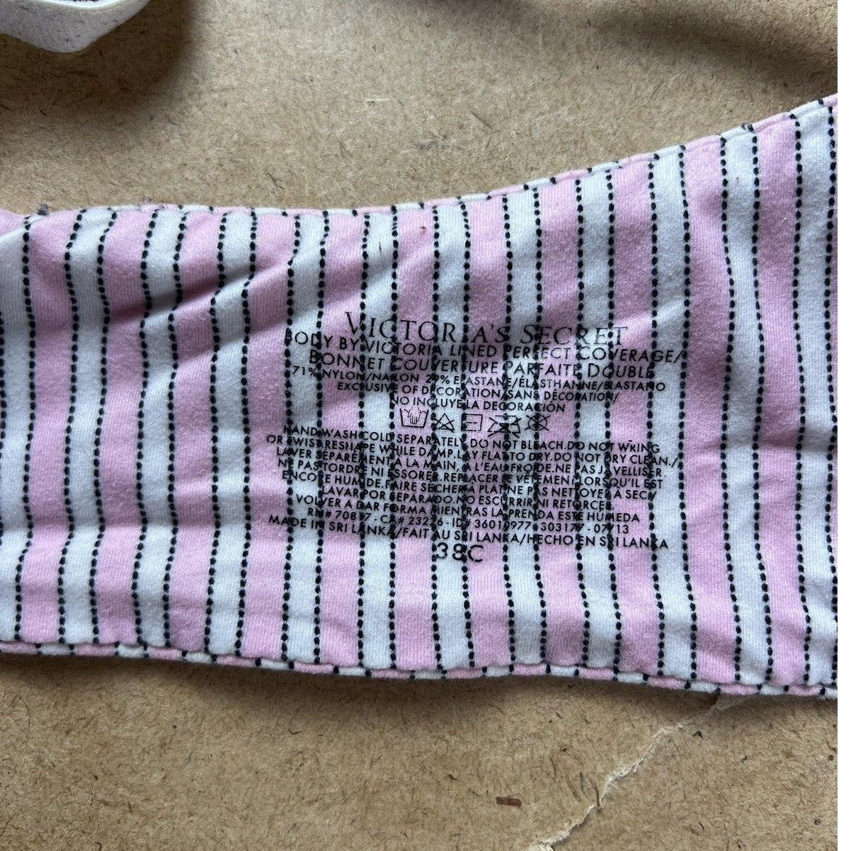 Xhilaration Bra Womens 36D Multicolor Striped T Shirt Push Up Padded Underwire