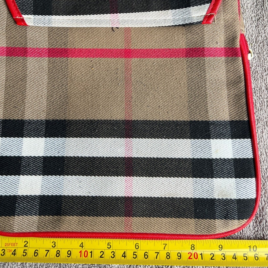Vintage Burberry Handbag With Red Black And White Striped