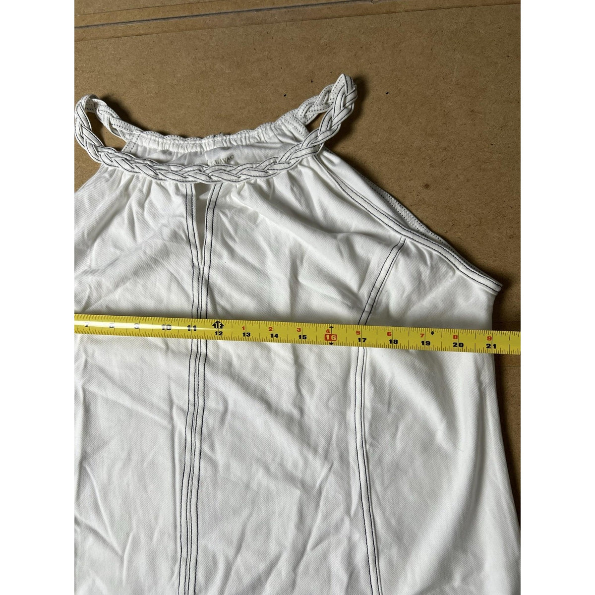 LADRA HLAVAC Tank Womens XL White Halter Braided Strap Pockets Stretch