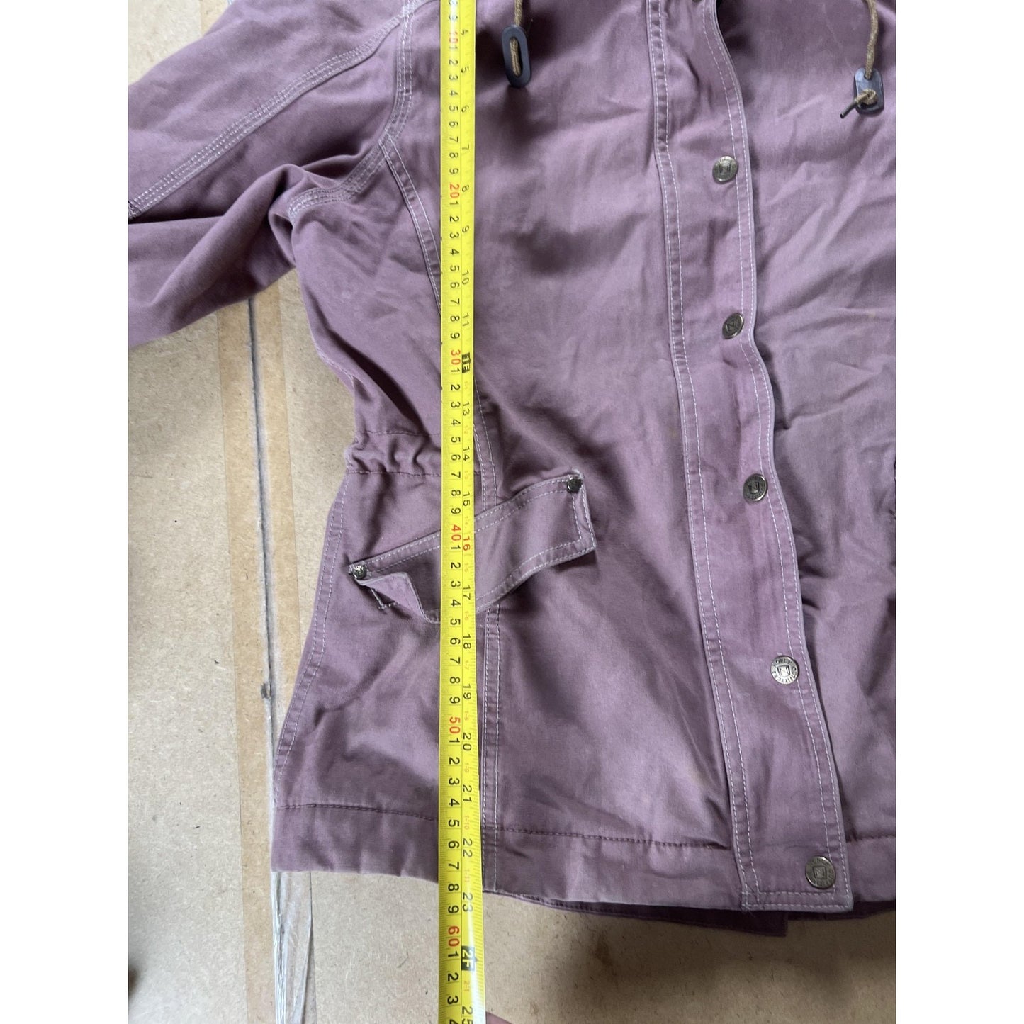 Noble Outfitters Jacket Womens M Purple Hooded Canvas Parka Lined Zip Pockets