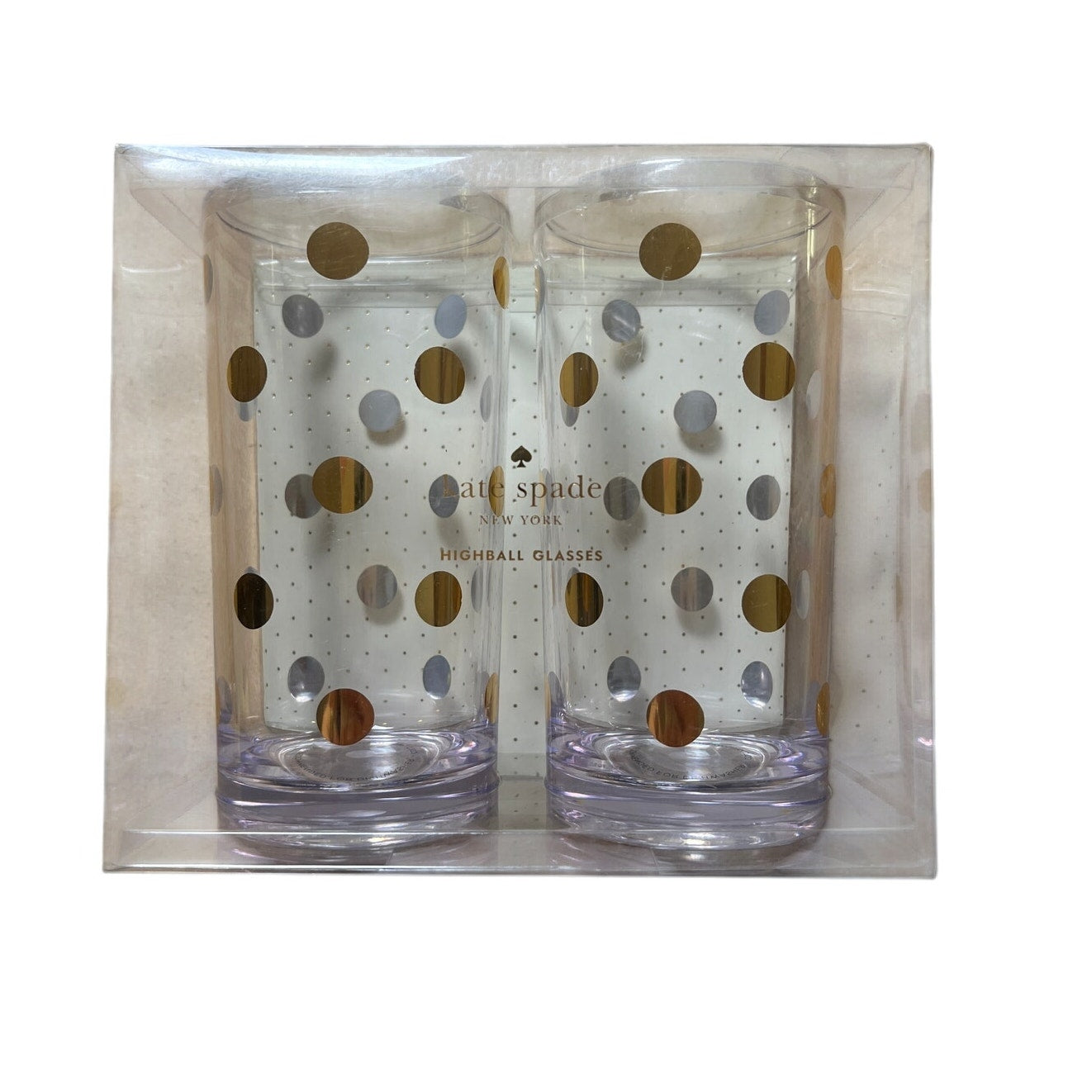 NIB Kate Spade New York Raise A Glass Set Of Two Acrylic Highball Glasses
