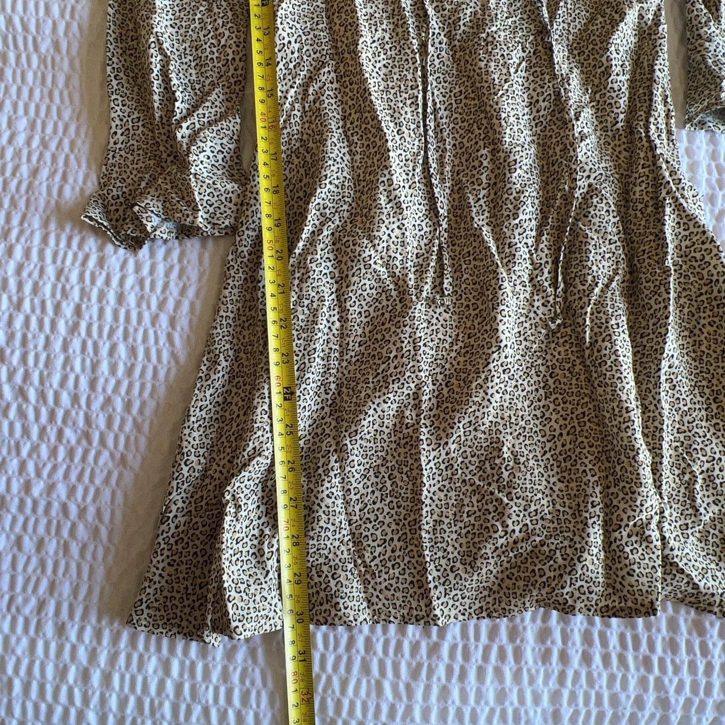Live To Be Spoiled Dress Womens S Beige Animal Print Short Fit & Flare Smocked