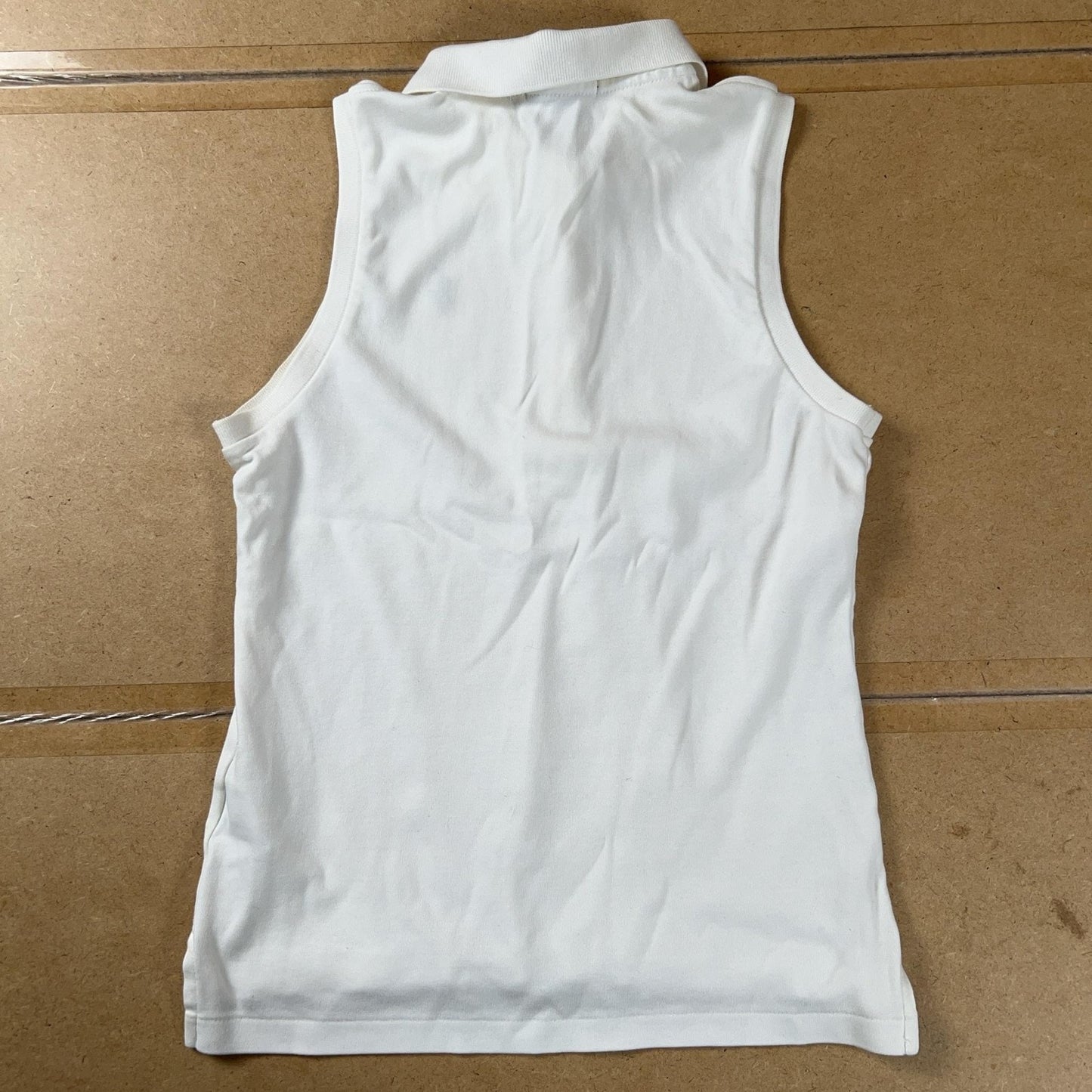 Ralph Lauren Polo Womens S White Sleeveless Collared Button Embroidered Pony