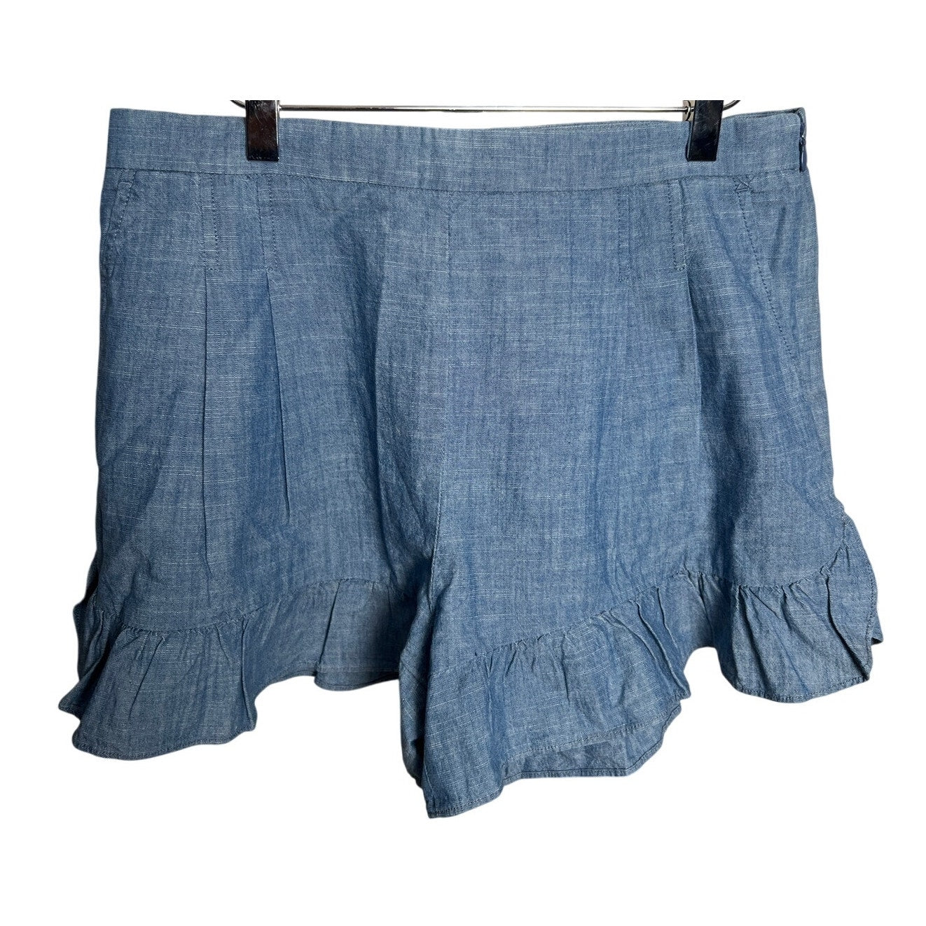 J. Crew Blue Women Size 10 Ruffle Shorts Cotton
