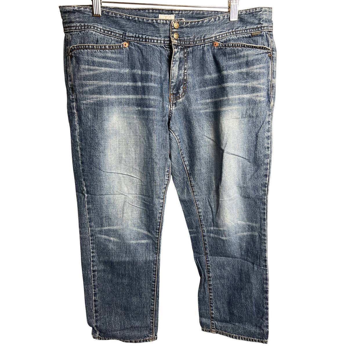 Calvin Klein Size 13 Faded Denim Women's Capri Jeans *Minor hole*