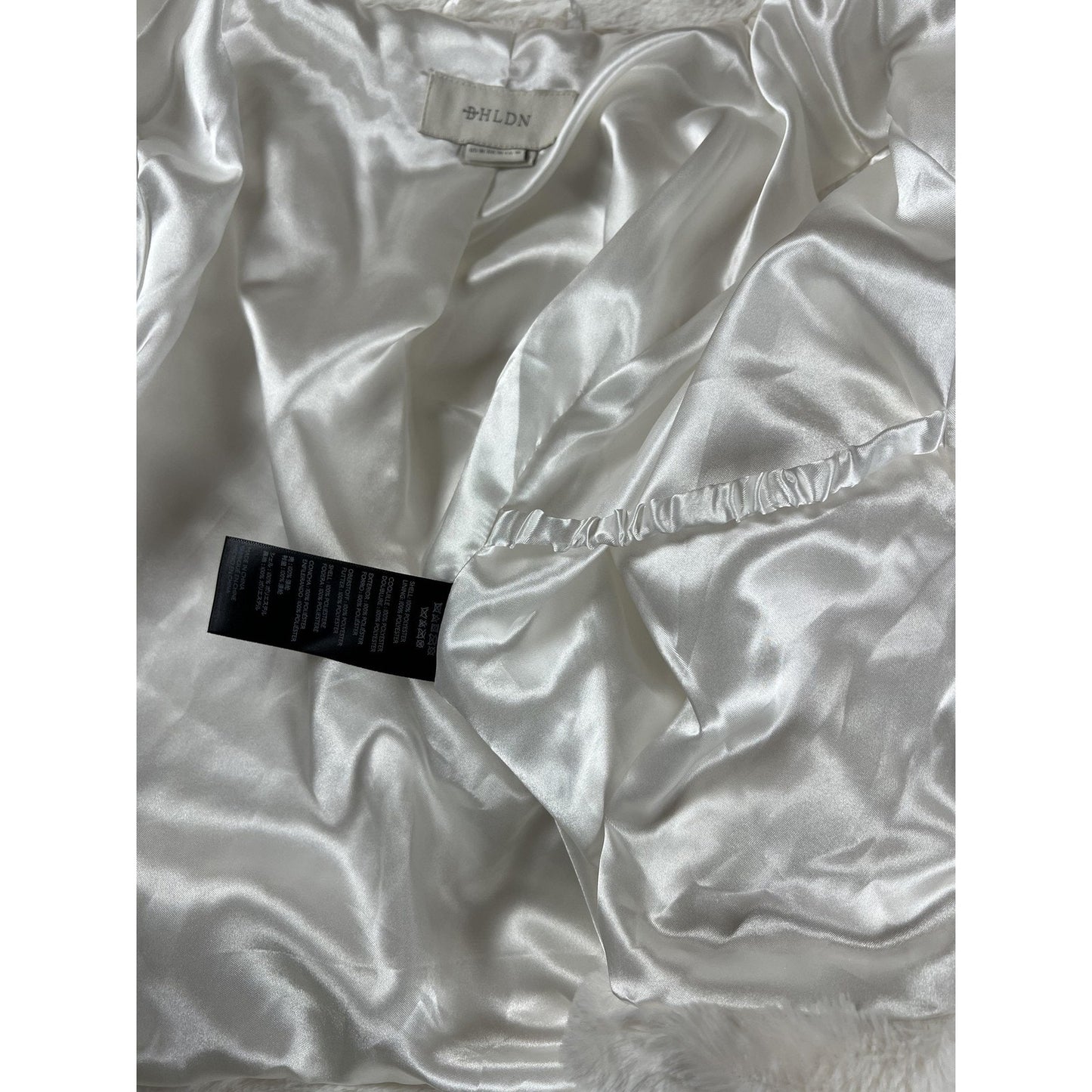BHLDN Cape Sweater Womens M White Faux Fur Lined Satin Zipper Wedding Bridal