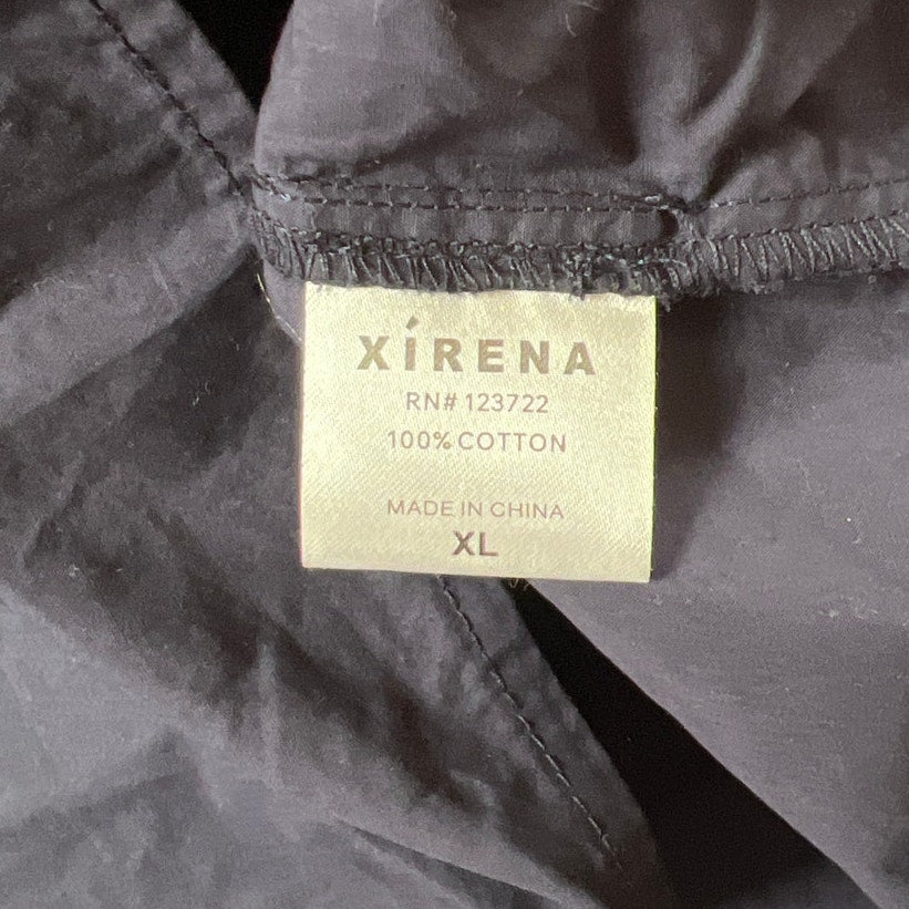 Xirena Navy Blur Short-Sleeve Button Down Women Size XL
