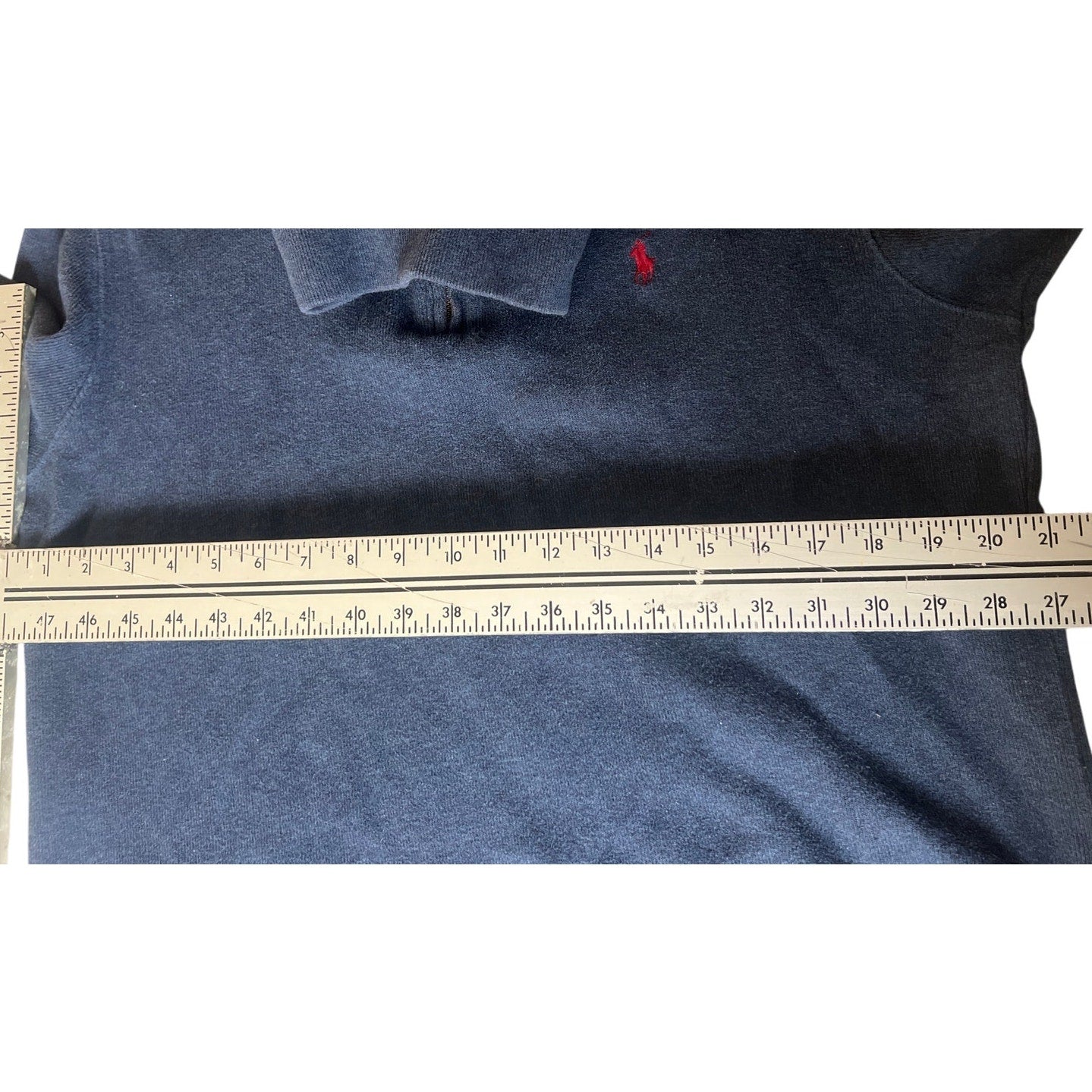 Polo Ralph Lauren Blue Cotton Pullover Half Zip Sweater Size Medium M