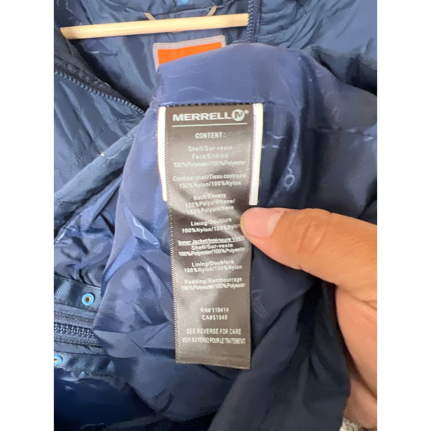 Merrell Navy Blue Mens Large Quilted Light Puffer jacket
