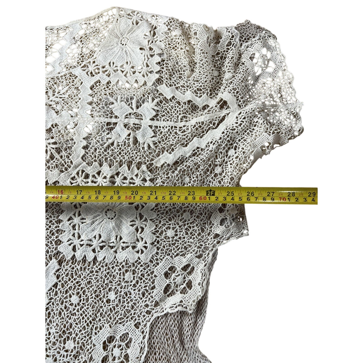 TRIPP Shirt Women's XS/S Beige Linen Lace Crochet Embellished Summer Beach